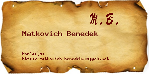 Matkovich Benedek névjegykártya